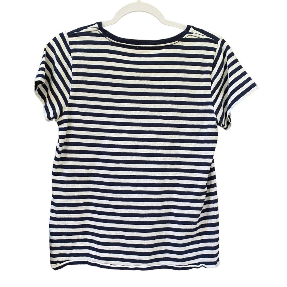 J Crew Factory Sequin Flamingo Tee Collector Striped Nautical Vacation Beach-M - Picture 8 of 11